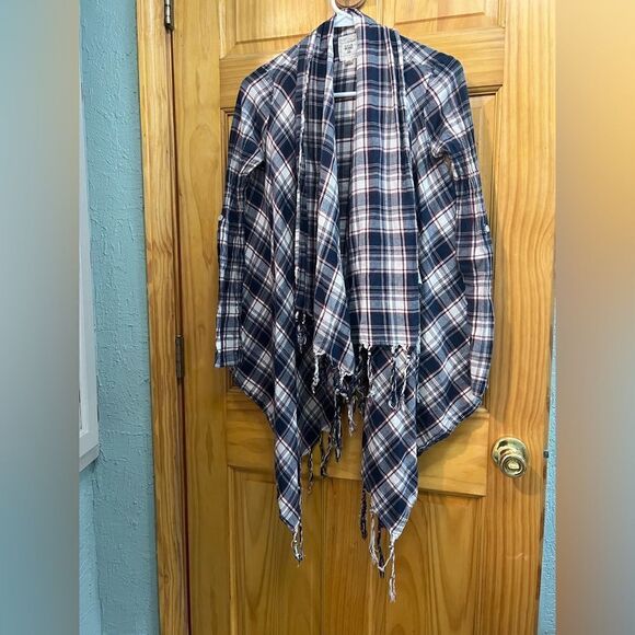 Billabong size S navy plaid cardigan - Picture 1 of 14